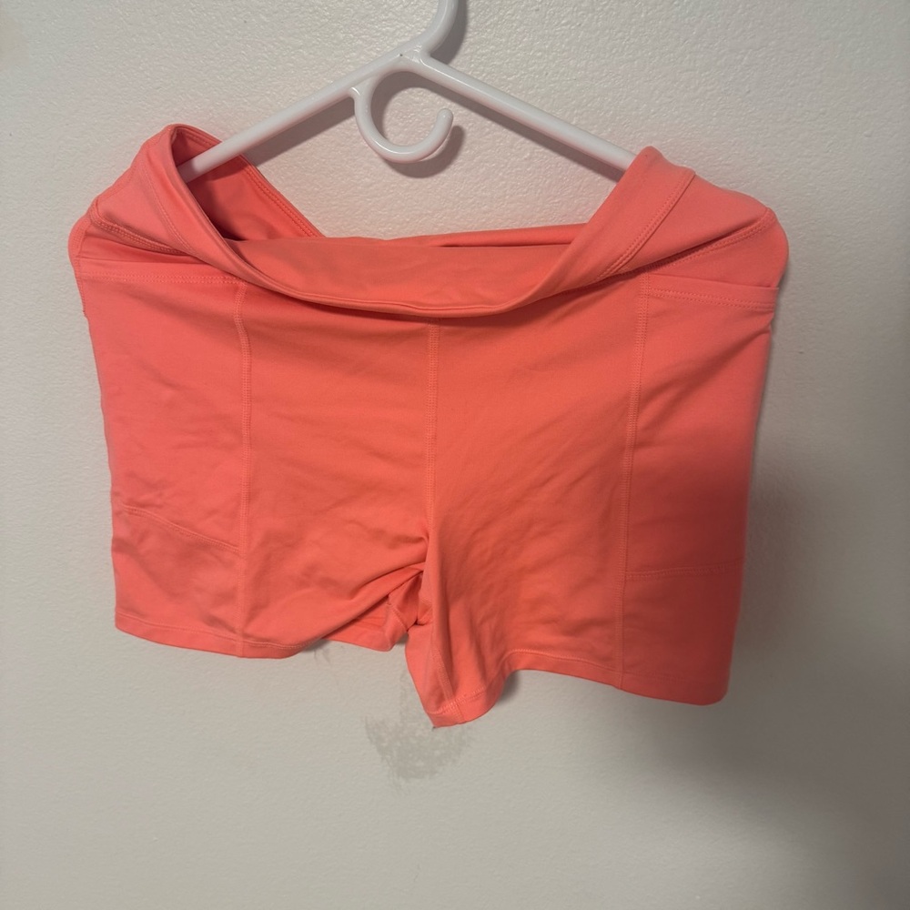 Bright Coral Free People Movement Spandex Shorts